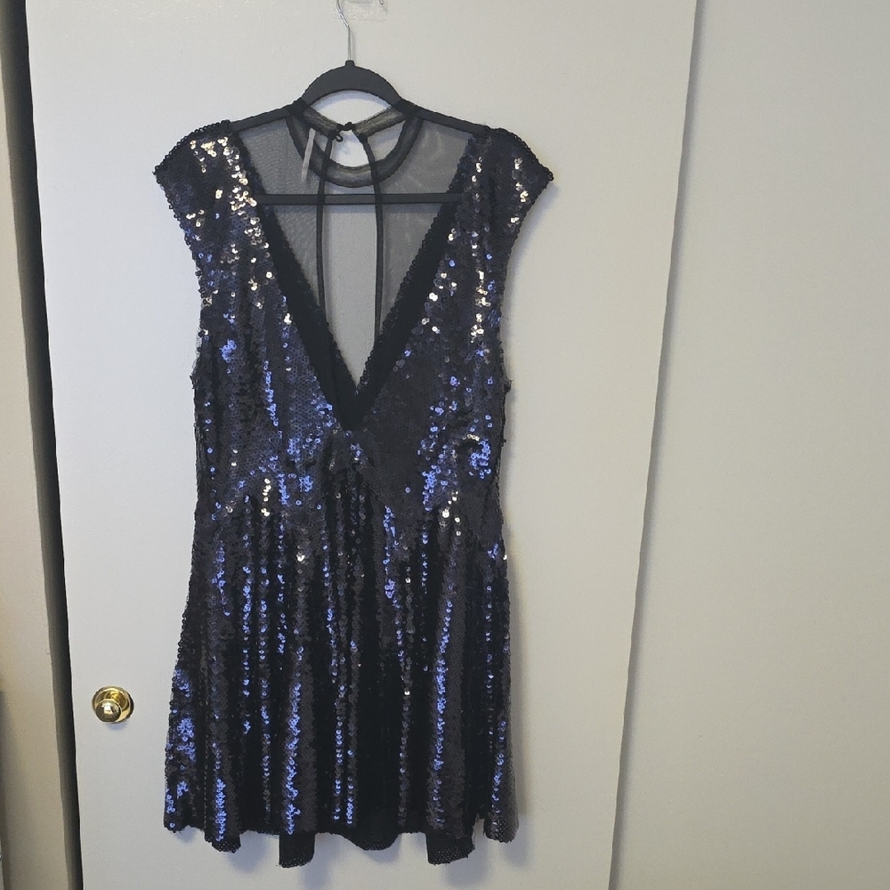Free People Sequin Mini Dress in Sparkling Blue - Picture 2 of 6